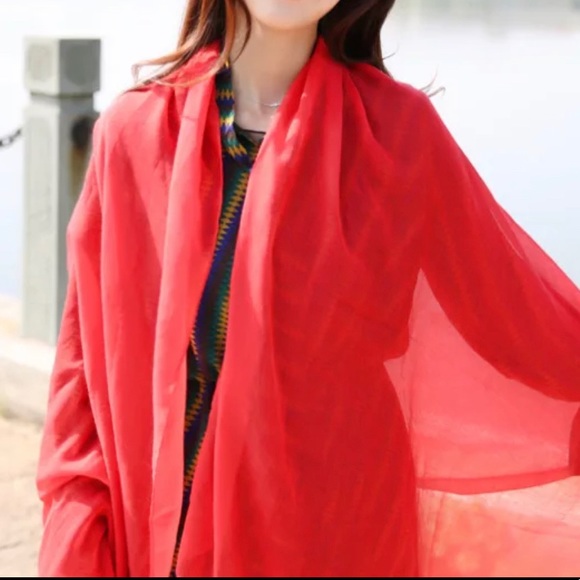 Accessories - Red Cotton Scarf